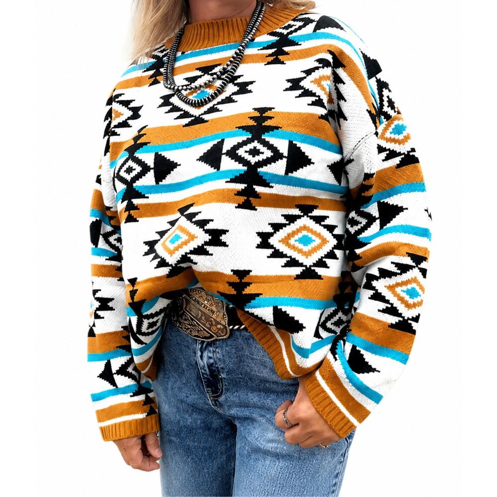 Savanna Jane Southwestern Aztec Sweater Medium Western Boutique